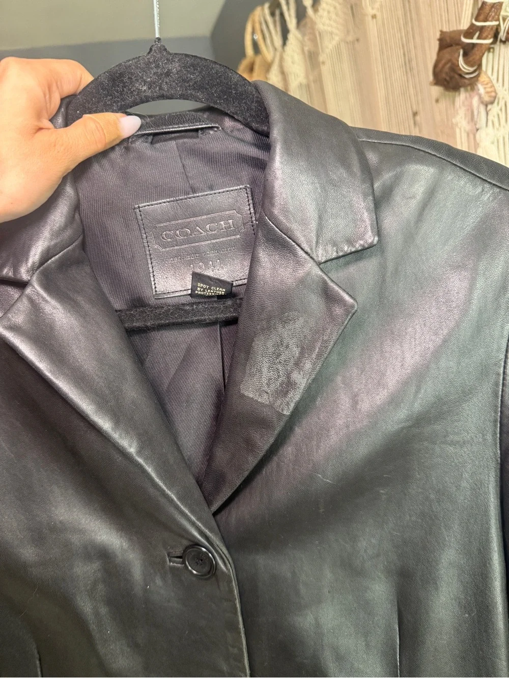 Coach Classic Black Leather Women's Blazer Jacket